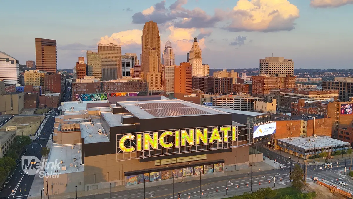 First Financial Center (Cincinnati Convention Center) rooftop solar array, designed and installed by Melink Solar